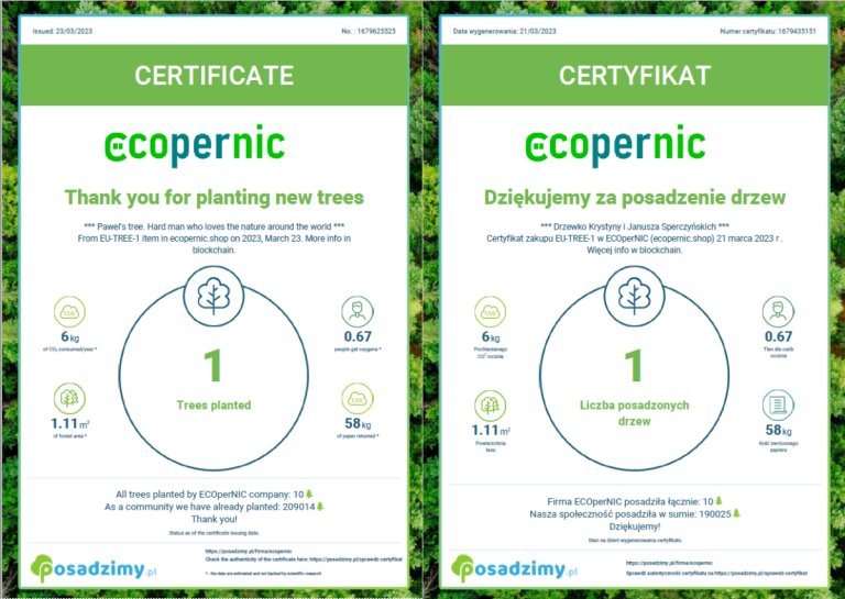 Read more about the article How to correctly read the ECOperNIC certificate after planting a tree?