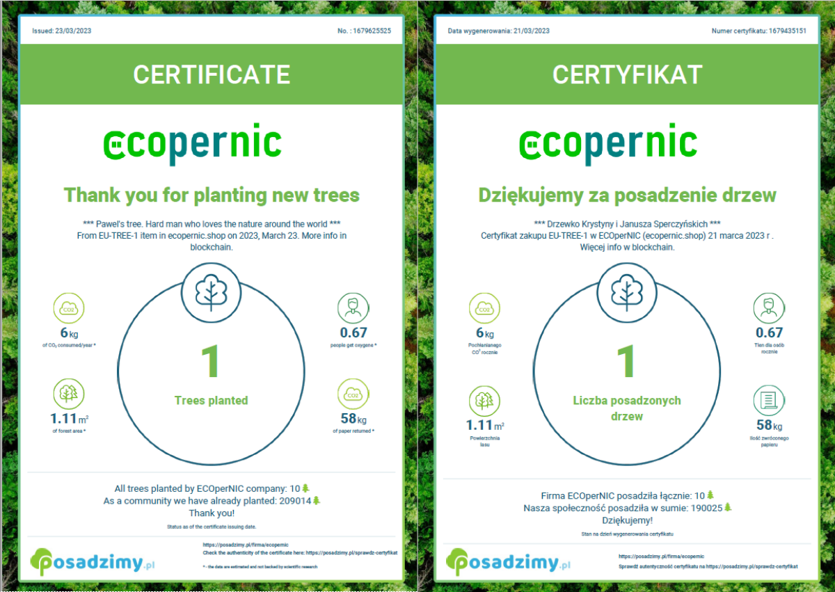 You are currently viewing How to correctly read the ECOperNIC certificate after planting a tree?
